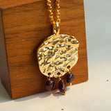 Molten Muse Textured Metal Garnet / Moss Agate Pendant Necklace - floysun