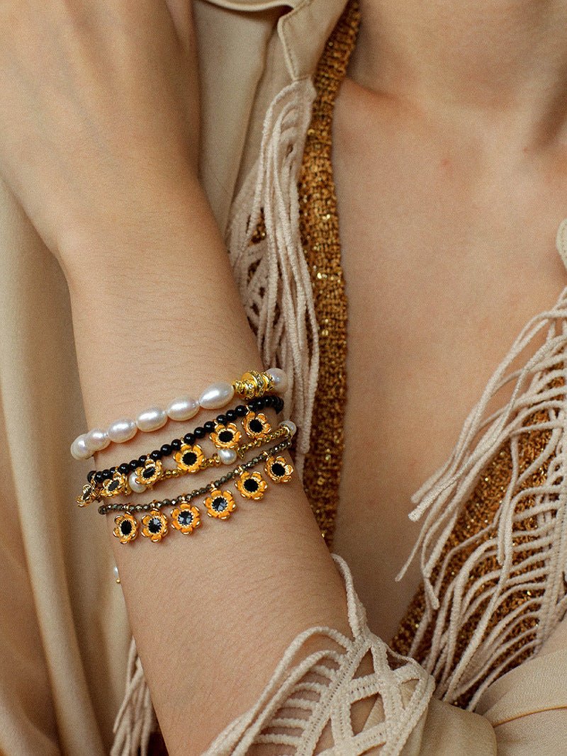 Monet’s Garden Bracelet with Enamel Flower Pendants - floysun