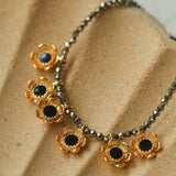 Monet’s Garden Bracelet with Enamel Flower Pendants - floysun