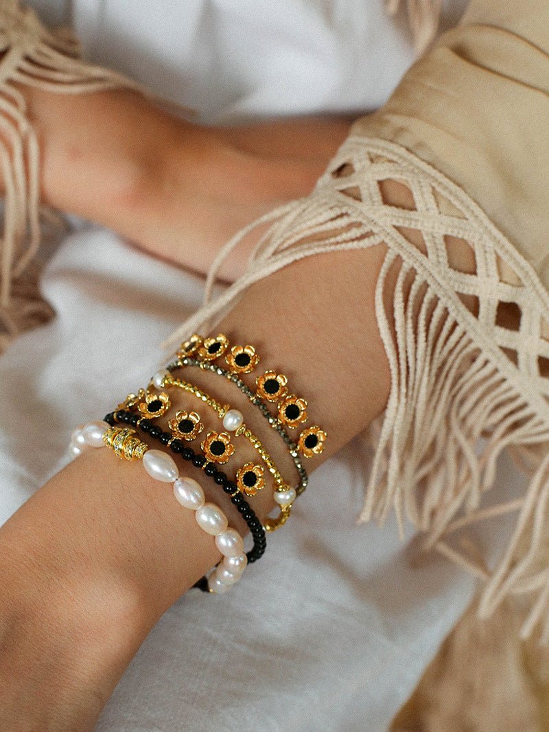 Monet’s Garden Bracelet with Enamel Flower Pendants - floysun