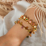 Monet’s Garden Bracelet with Enamel Flower Pendants - floysun