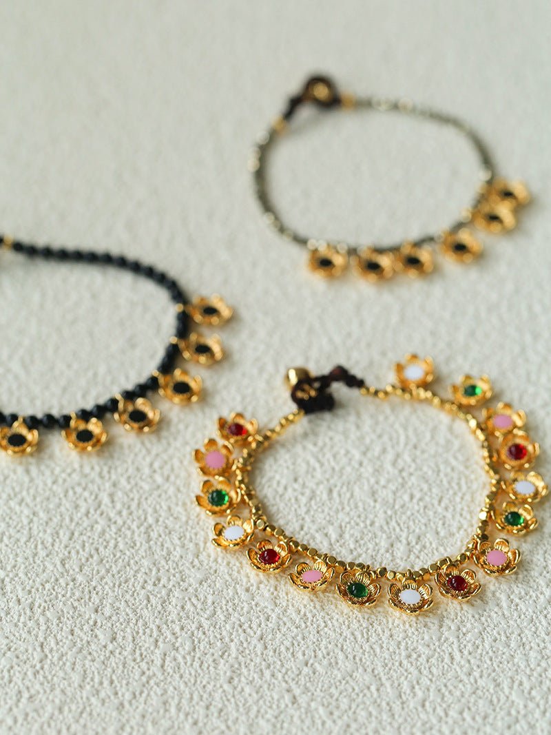 Monet’s Garden Bracelet with Enamel Flower Pendants - floysun