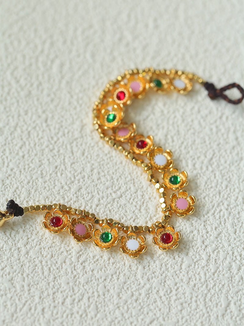 Monet’s Garden Bracelet with Enamel Flower Pendants - floysun