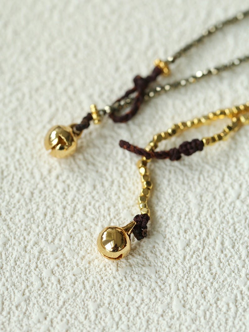 Monet’s Garden Necklace – Faceted Golden Ore or Gold Beads with Enamel Flower Pendants - floysun