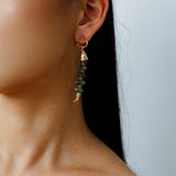 Moonlight Swimming Fish Earrings – Sparkling Stone / Aquamarine - floysun