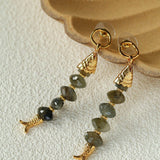 Moonlight Swimming Fish Earrings – Sparkling Stone / Aquamarine - floysun