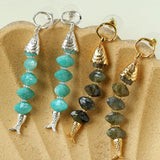 Moonlight Swimming Fish Earrings – Sparkling Stone / Aquamarine - floysun