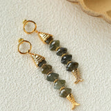Moonlight Swimming Fish Earrings – Sparkling Stone / Aquamarine - floysun