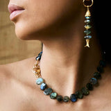 Moonlight Swimming Fish Earrings – Sparkling Stone / Aquamarine - floysun