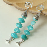 Moonlight Swimming Fish Earrings – Sparkling Stone / Aquamarine - floysun