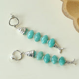 Moonlight Swimming Fish Earrings – Sparkling Stone / Aquamarine - floysun