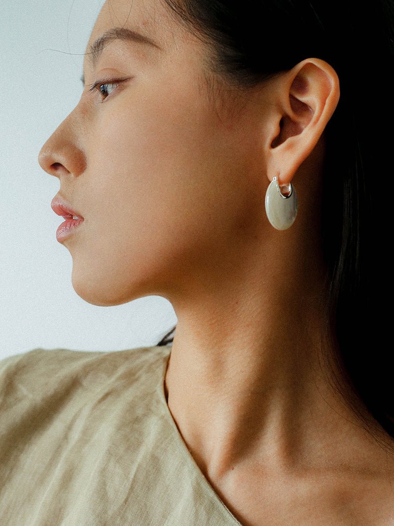 Moonlit Glow Double - Sided White Mother - of - Pearl Earrings - floysun