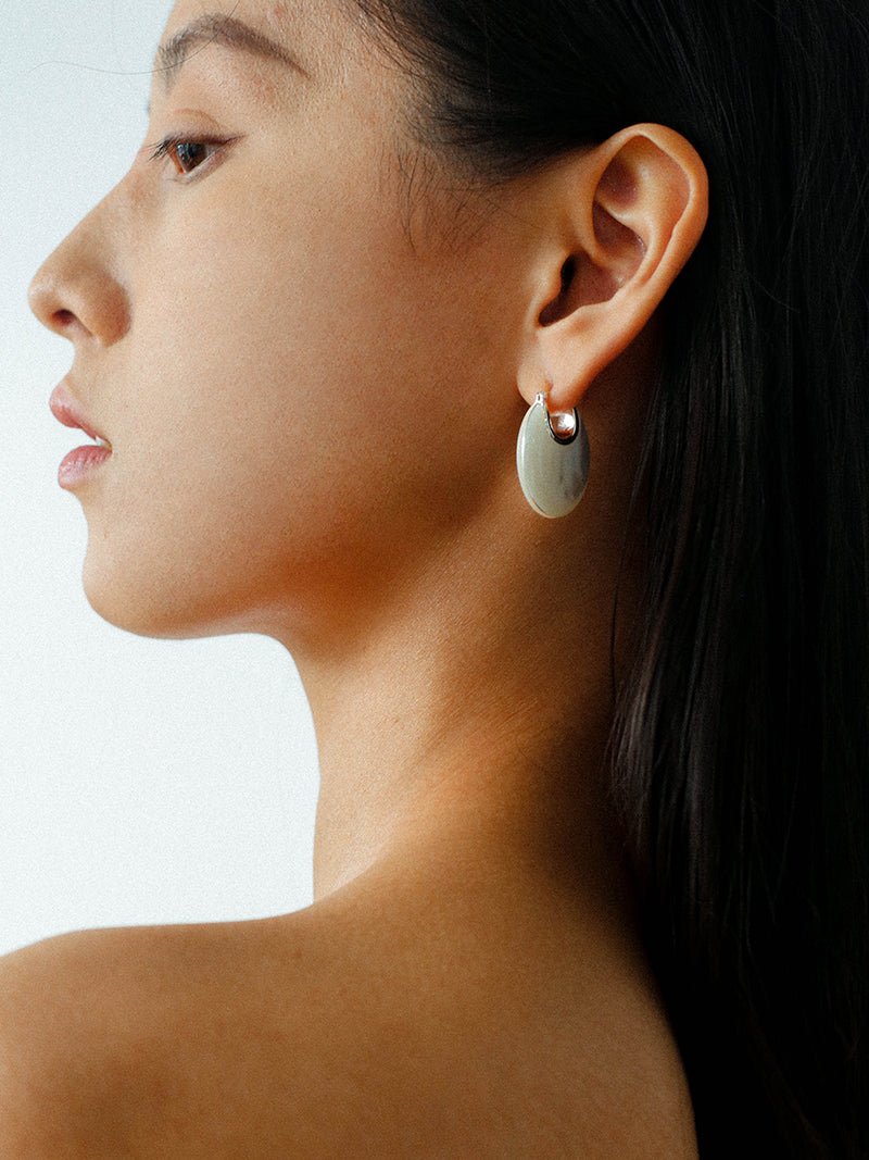 Moonlit Glow Double - Sided White Mother - of - Pearl Earrings - floysun