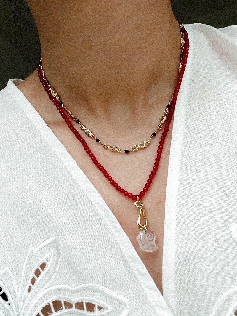 Multi - Fish Black Onyx Necklace - floysun