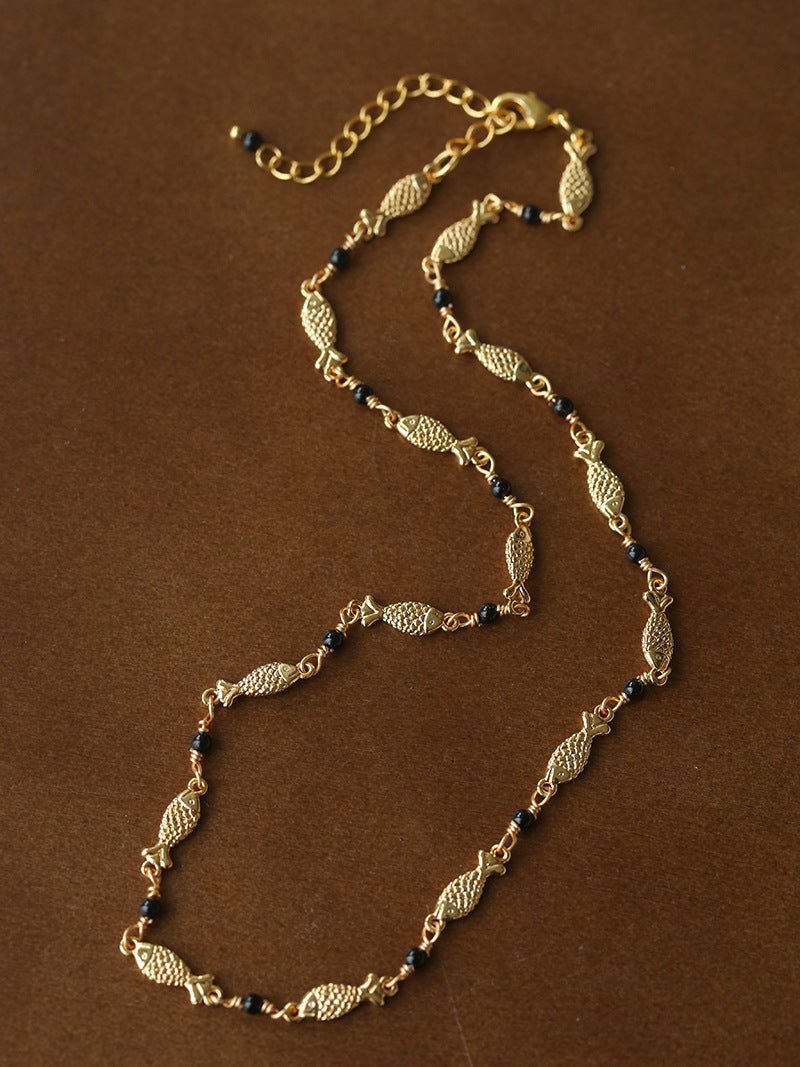 Multi - Fish Black Onyx Necklace - floysun