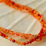 Multi - Layer Mixed Orange - Red Agate Beaded Necklace - floysun