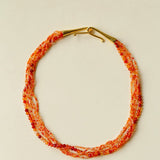 Multi - Layer Mixed Orange - Red Agate Beaded Necklace - floysun