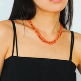 Multi - Layer Mixed Orange - Red Agate Beaded Necklace - floysun