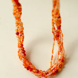 Multi - Layer Mixed Orange - Red Agate Beaded Necklace - floysun