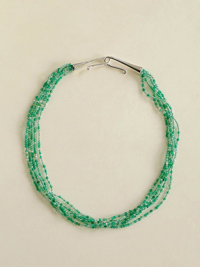 Multi - Layered Mixed Green Agate Beaded Necklace - floysun