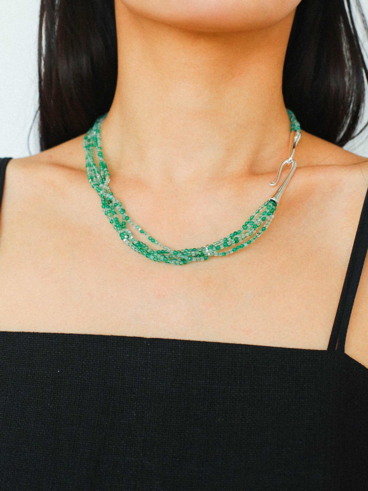 Multi - Layered Mixed Green Agate Beaded Necklace - floysun