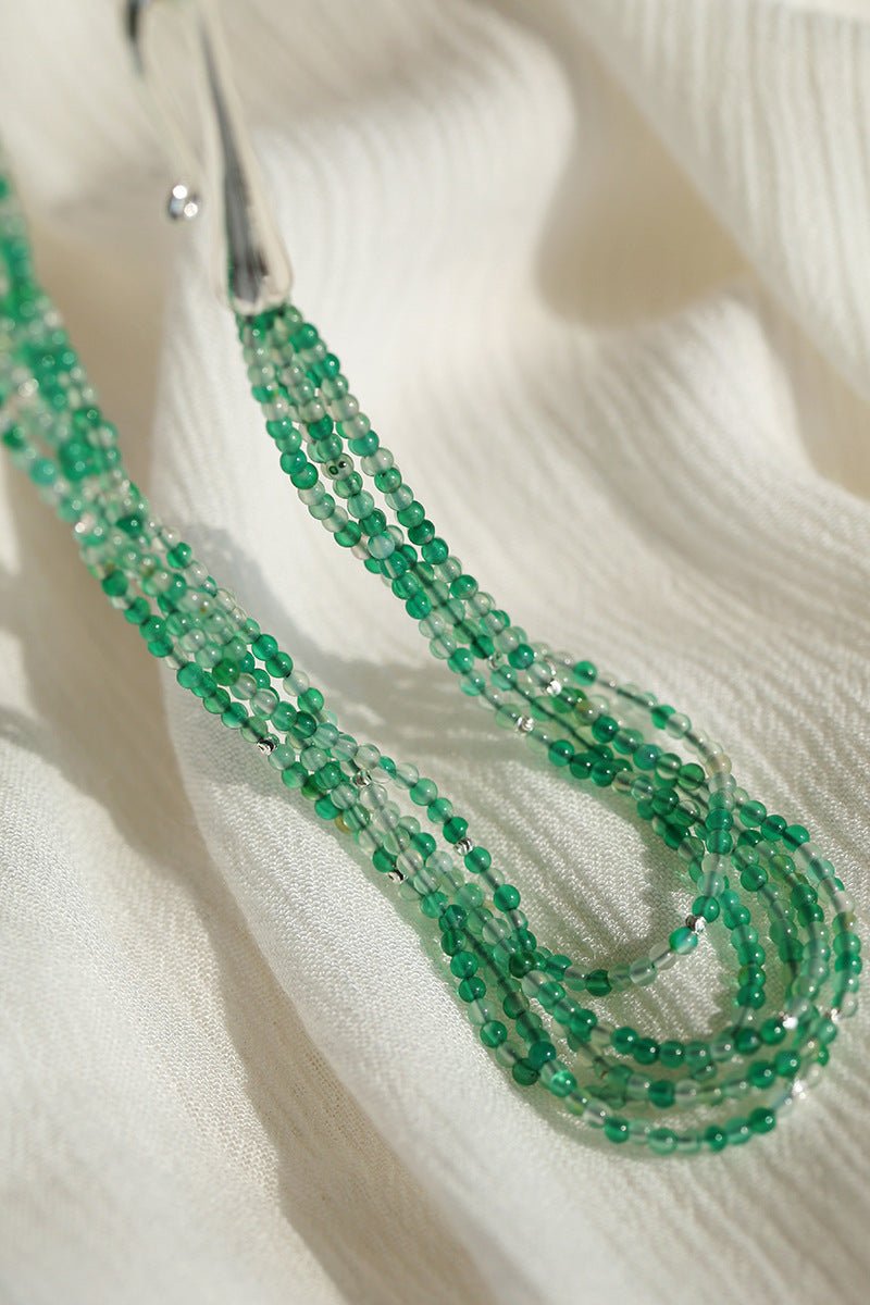 Multi - Layered Mixed Green Agate Beaded Necklace - floysun