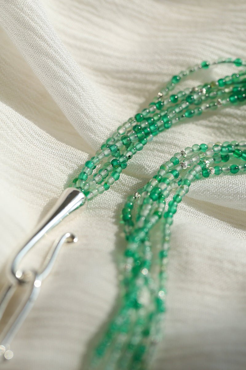 Multi - Layered Mixed Green Agate Beaded Necklace - floysun