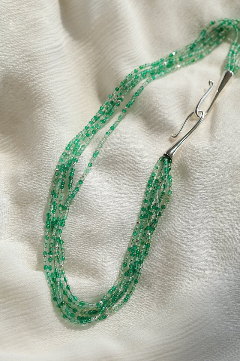 Multi - Layered Mixed Green Agate Beaded Necklace - floysun