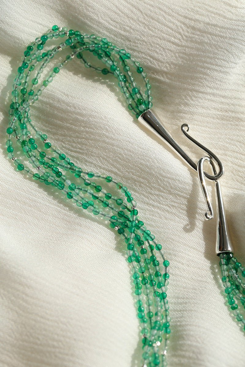 Multi - Layered Mixed Green Agate Beaded Necklace - floysun