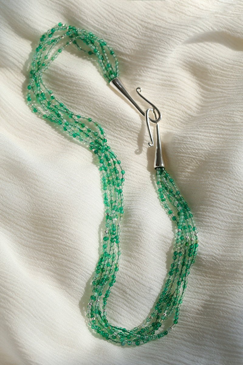 Multi - Layered Mixed Green Agate Beaded Necklace - floysun