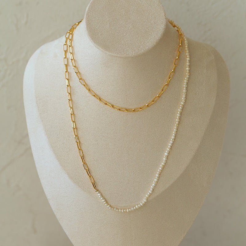 Multi - style Chain and Pearl Stacking Necklace - floysun