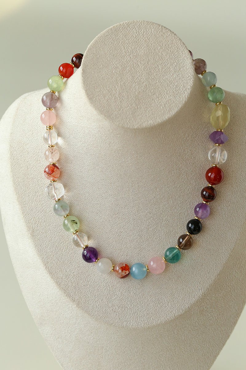 Multicolor Gemstone Beaded Necklace - floysun