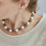 Mystic Grey Agate & Pearl Beaded Necklace - floysun