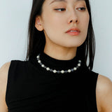 Mystic Grey Agate & Pearl Beaded Necklace - floysun
