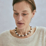 Mystic Grey Agate & Pearl Beaded Necklace - floysun