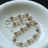 Mystic Grey Agate & Pearl Beaded Necklace - floysun