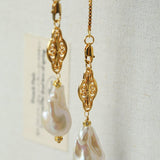 Natural Baroque Pearl Carved Hollow Flower Necklace - floysun