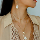 Natural Baroque Pearl Carved Hollow Flower Necklace - floysun