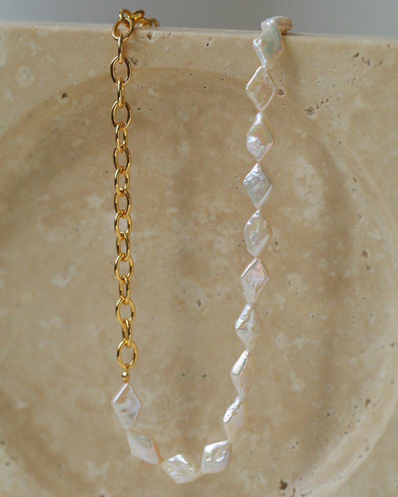 Natural Baroque Pearl Spliced Chain Necklace - floysun