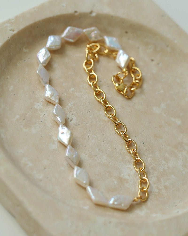 Natural Baroque Pearl Spliced Chain Necklace - floysun