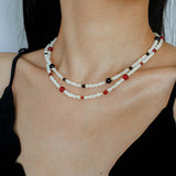 Natural Irregular Pearl & Gradient Agate Necklace - Black Onyx - floysun