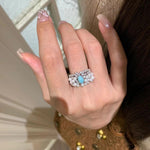 Natural Larimar & Swarovski Pearl Wide Band Ring - floysun