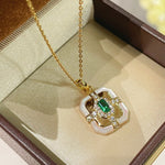 Natural MOP & T - Shape Emerald Necklace - floysun
