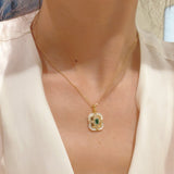 Natural MOP & T - Shape Emerald Necklace - floysun