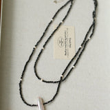 Natural Pearl & Black Spinel Beaded Long Necklace 925 Silver Accent - floysun