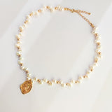 Natural Pearl Queen Engraved Pendants Necklaces - floysun