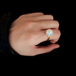 Natural Pearl Sterling Silver Adjustable Ring - floysun
