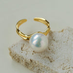 Natural Pearl Sterling Silver Adjustable Ring - floysun