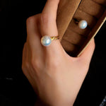 Natural Pearl Sterling Silver Adjustable Ring - floysun