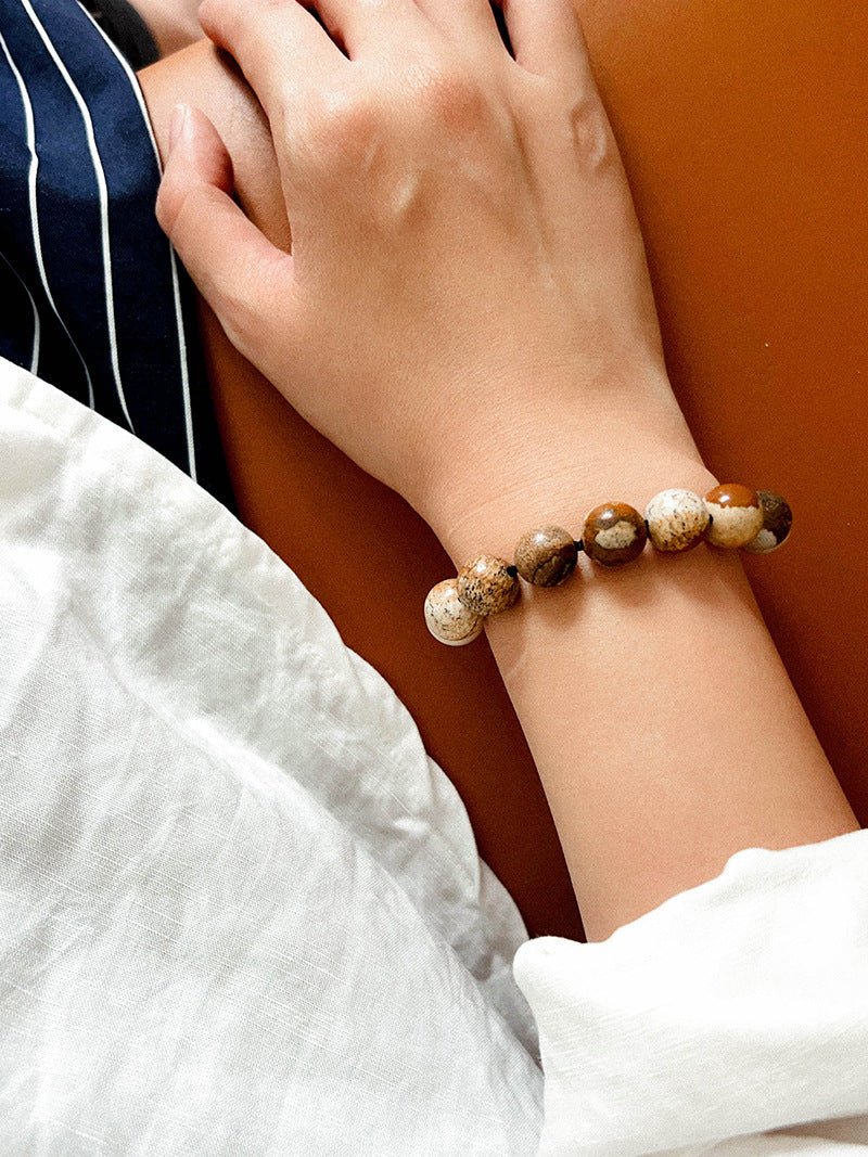 Natural Picture Jasper & White Fossil Bracelet - floysun